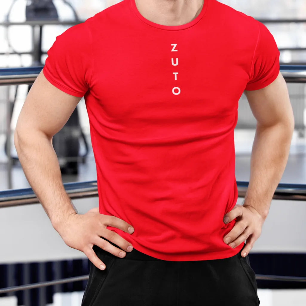 Zuto Men Formal T-Shirt - Men Solid Pure Cotton Round-Neck T-shirt